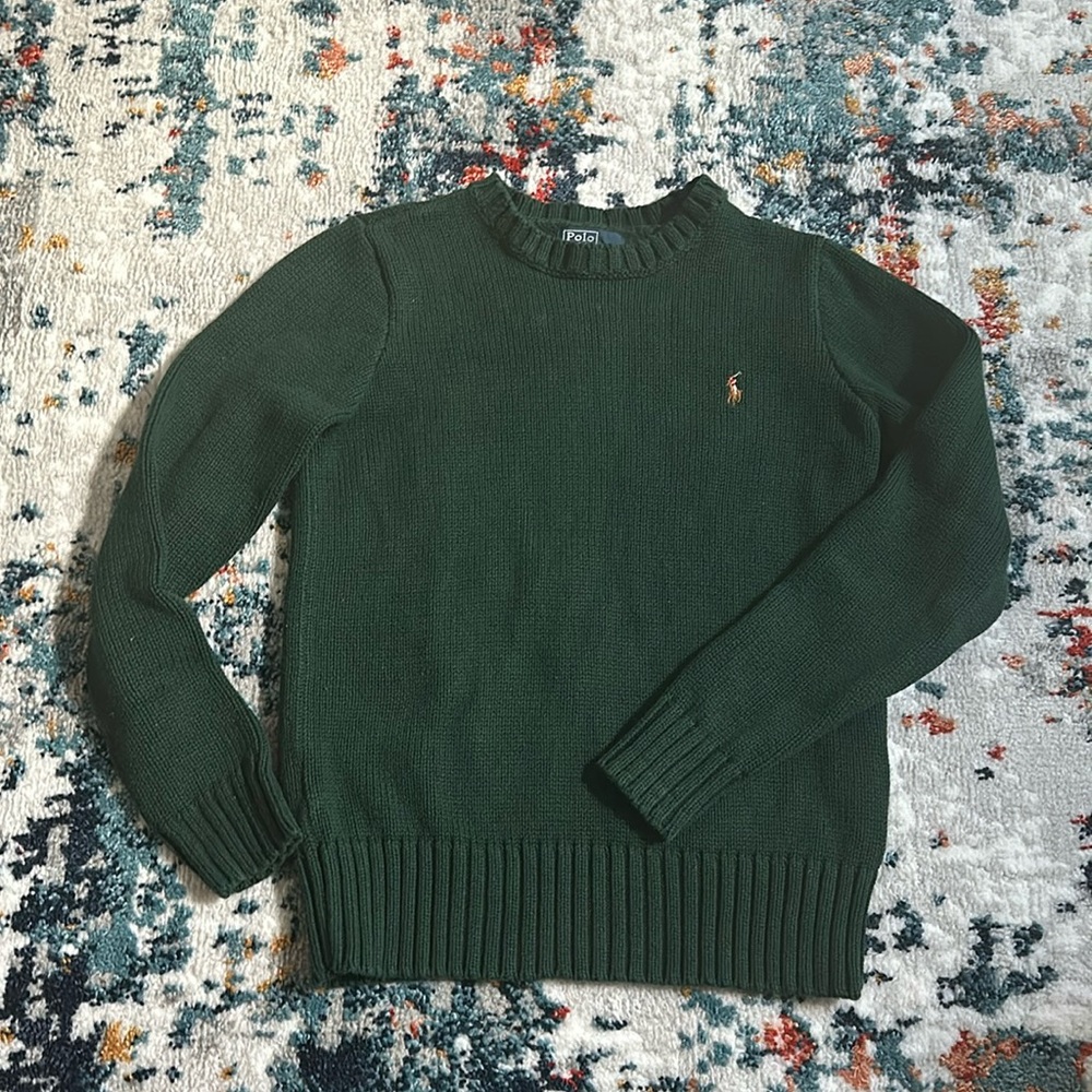 Youth Boys Hunter Green Polo Sweater